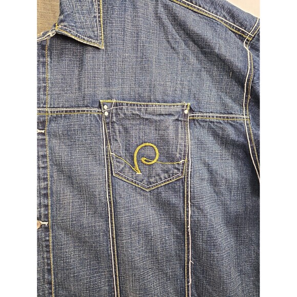Y2K Rocawear Denim Jacket Vintage Hip-Hop Streetwear Oversized Jay-Z Era Mens 5X - Picture 3 of 12